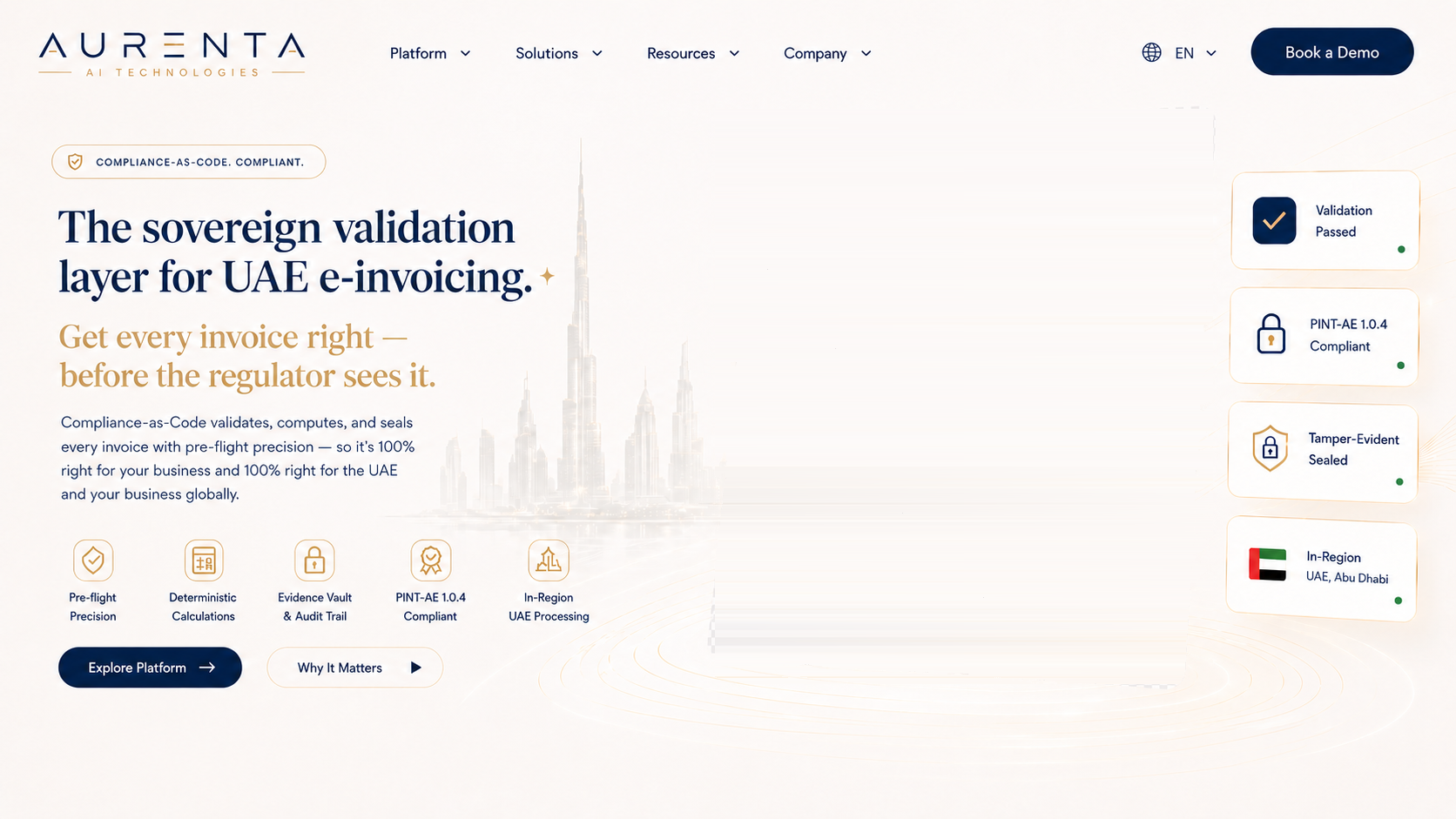 Aurenta — the sovereign validation layer for UAE e-invoicing